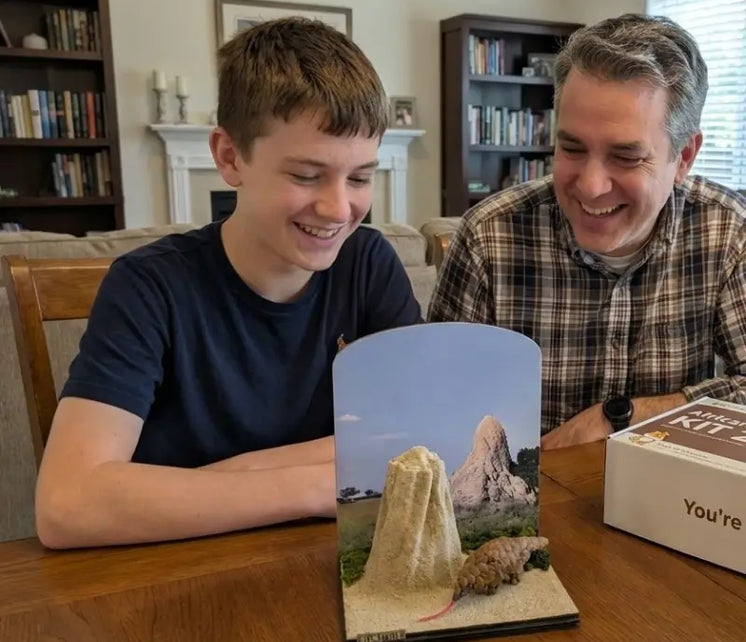 Parent and child building a Vigdee wildlife craft kit together
